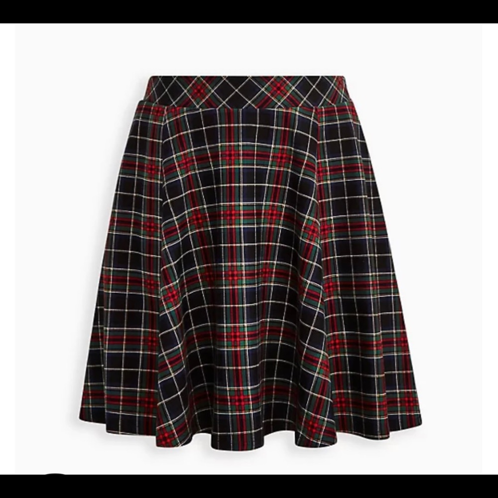 Torrid Luxe Ponte Plaid Skater Skirt size 00 / 10 NWT